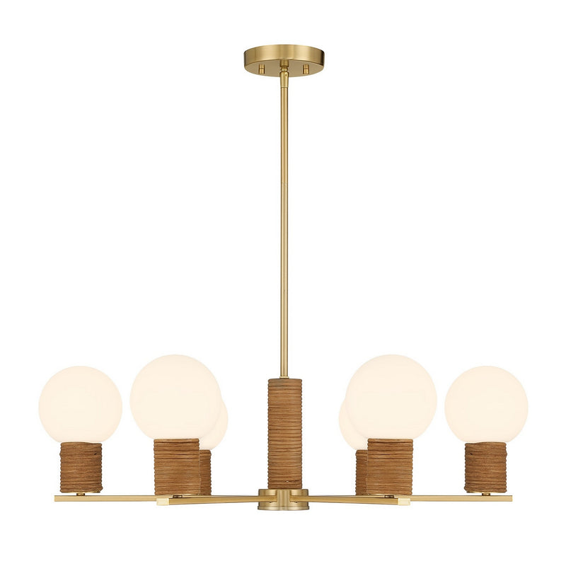 Savoy House 1-4080-6-322 Six Light Chandelier, Warm Brass