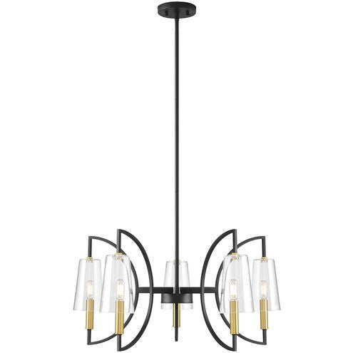 Savoy House 1-7169-5-143 Five Light Chandelier, Matte Black/Warm Brass