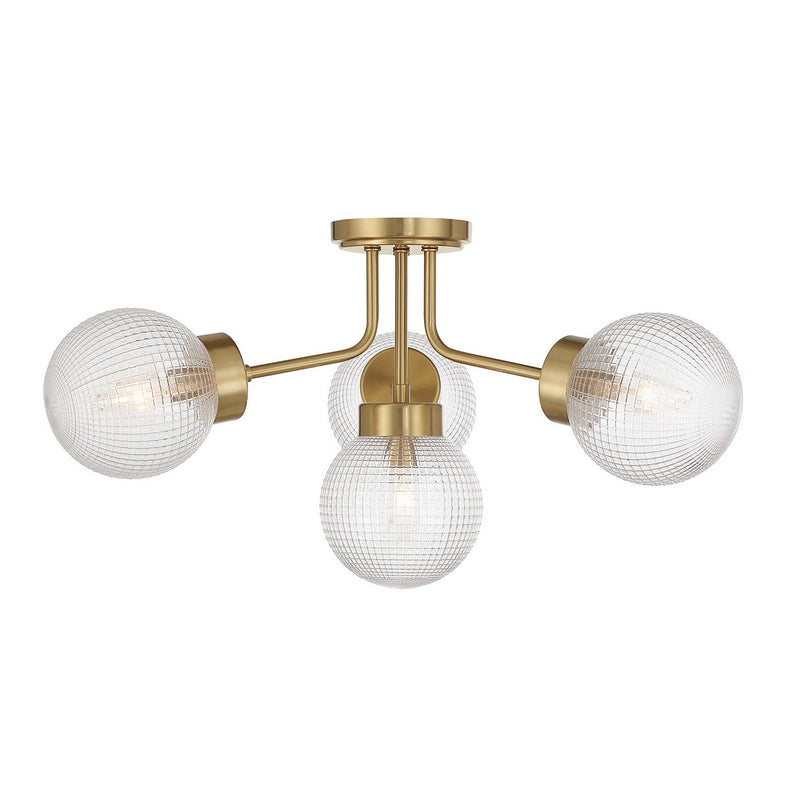 Savoy House 6-3364-4-322 Four Light Semi-Flush Mount, Warm Brass