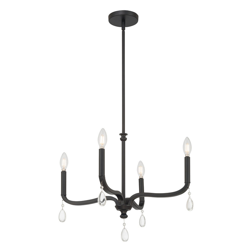 Millennium 220104-MB Four Light Chandelier, Matte Black