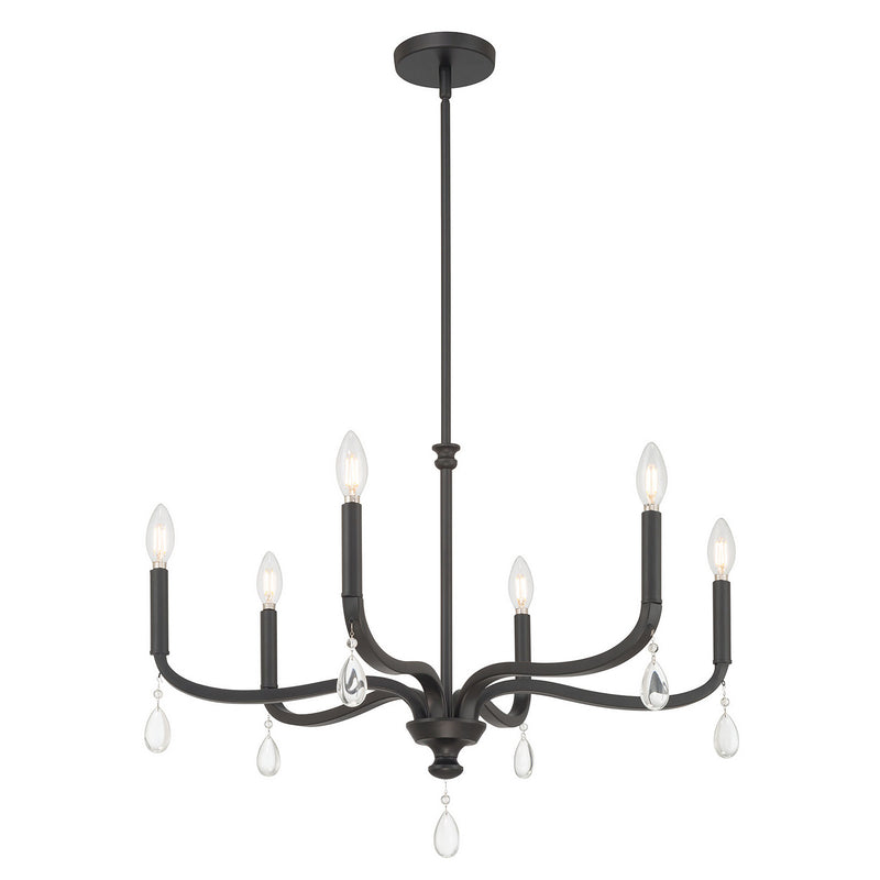 Millennium 220106-MB Six Light Chandelier, Matte Black