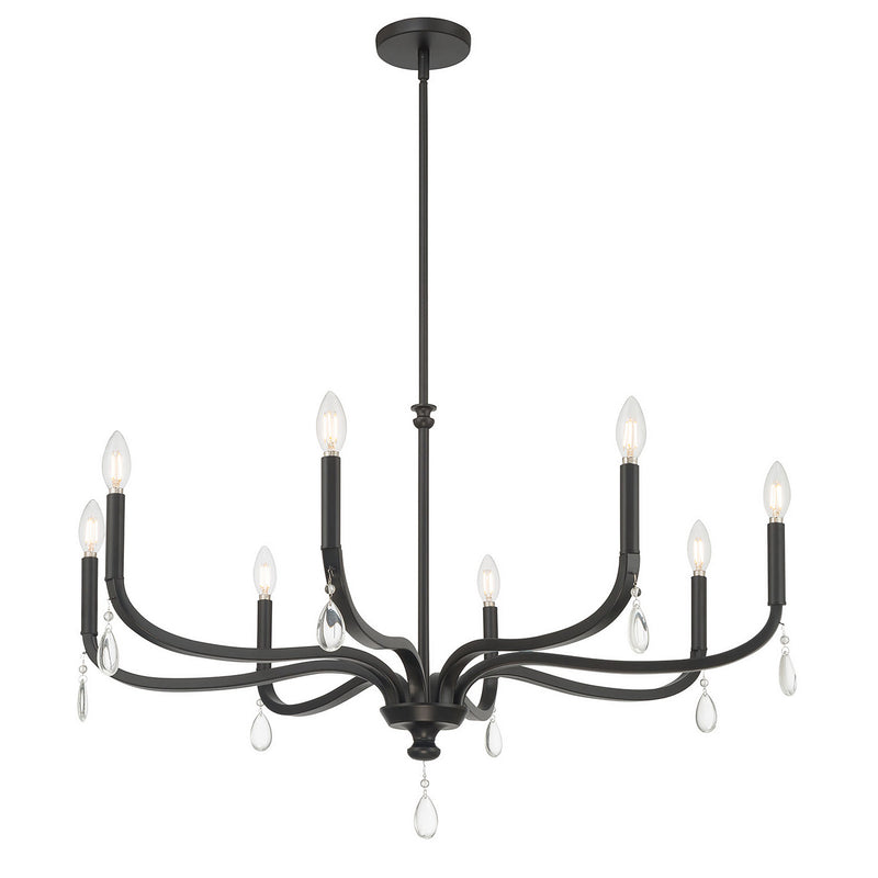 Millennium 220108-MB Eight Light Chandelier, Matte Black