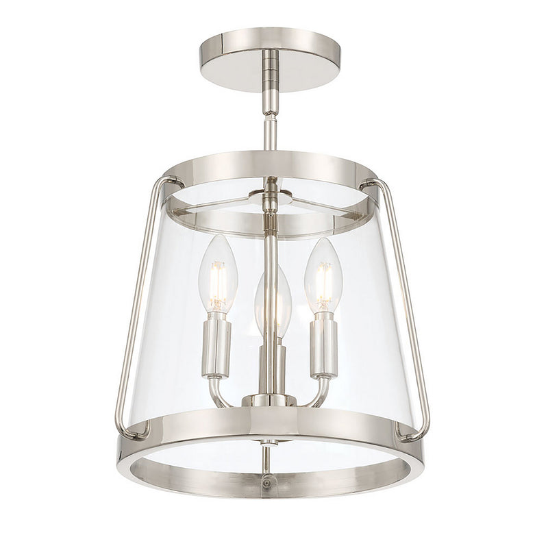 Millennium 230103-PN Three Light Semi-Flush Mount, Polished Nickel