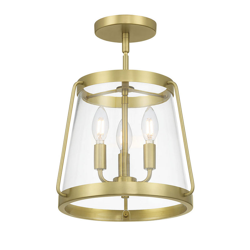 Millennium 230103-VB Three Light Semi-Flush Mount, Vintage Brass