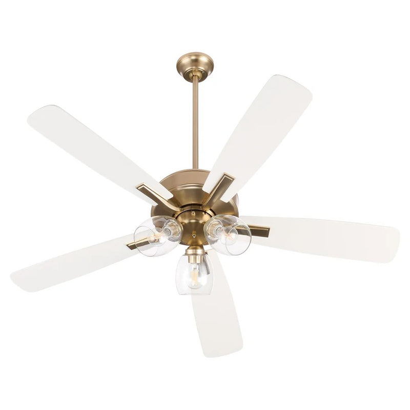 Quorum 4525-03806 52"Ceiling Fan, Aged Brass|Studio White