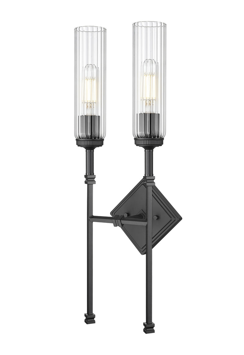 Z-Lite 3047-2S-MB Two Light Wall Sconce, Matte Black