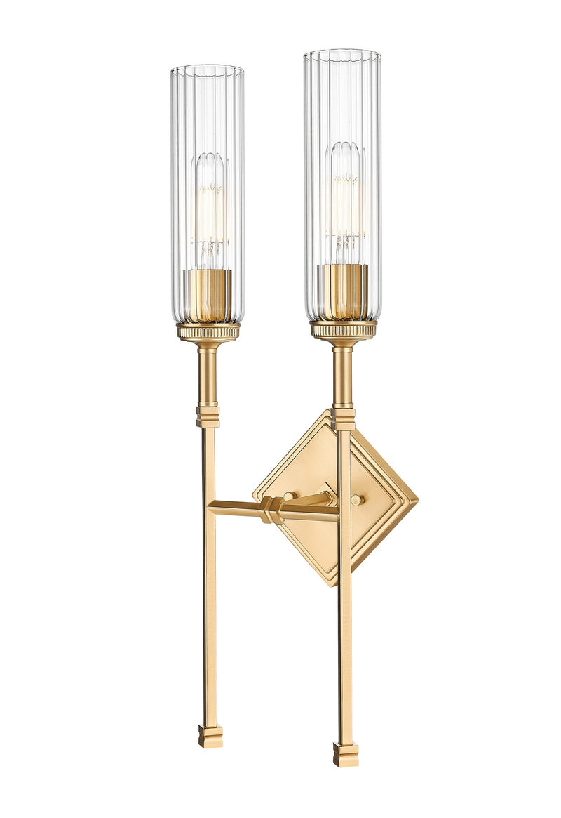 Z-Lite 3047-2S-MGLD Two Light Wall Sconce, Modern Gold