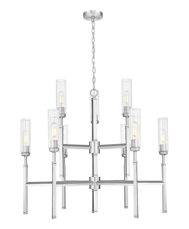 Z-Lite 3047-9BN Nine Light Chandelier, Brushed Nickel