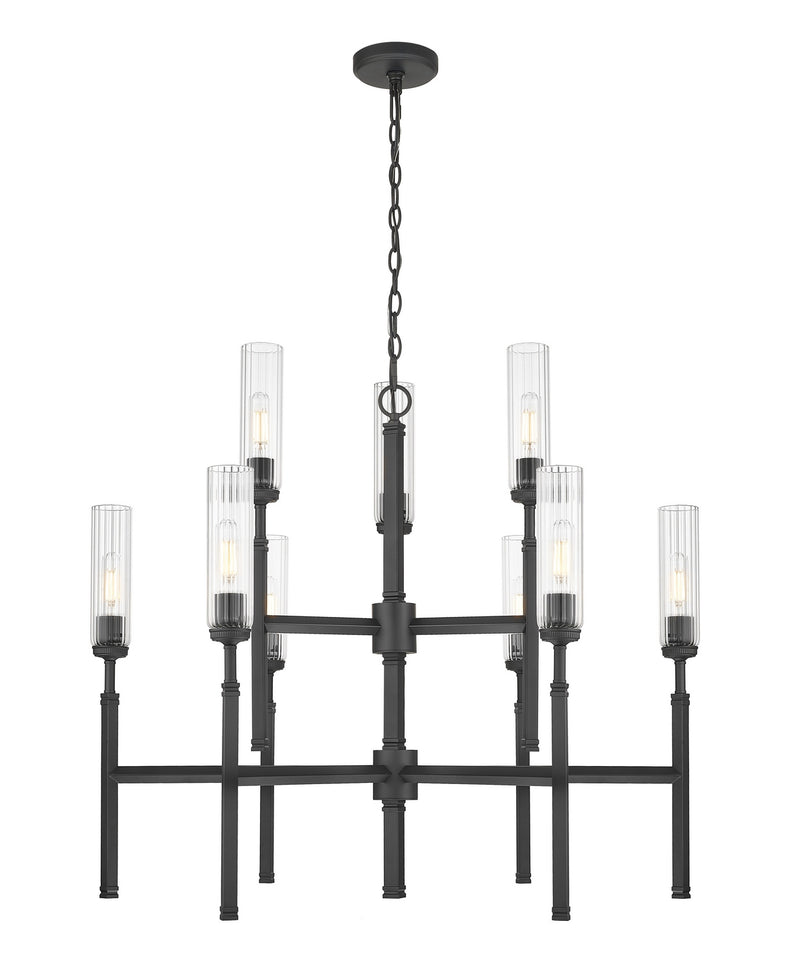 Z-Lite 3047-9MB Nine Light Chandelier, Matte Black