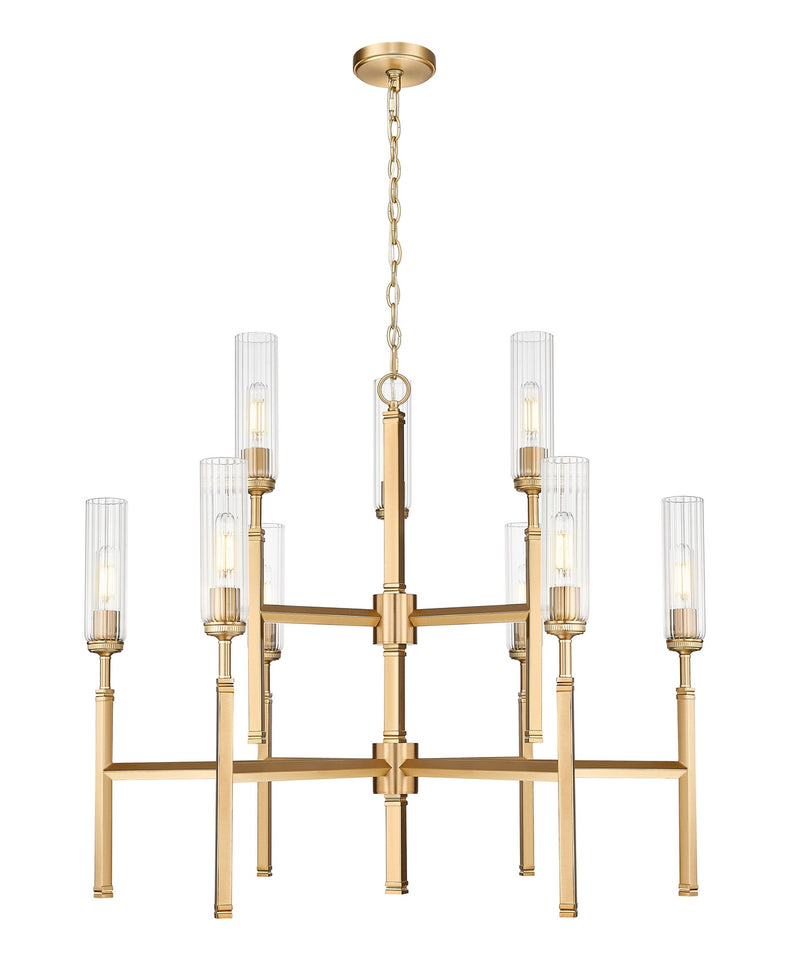 Z-Lite 3047-9MGLD Nine Light Chandelier, Modern Gold
