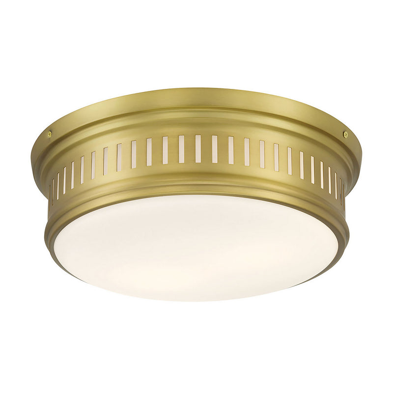 Millennium 95102-VB Two Light Flush Mount, Vintage Brass