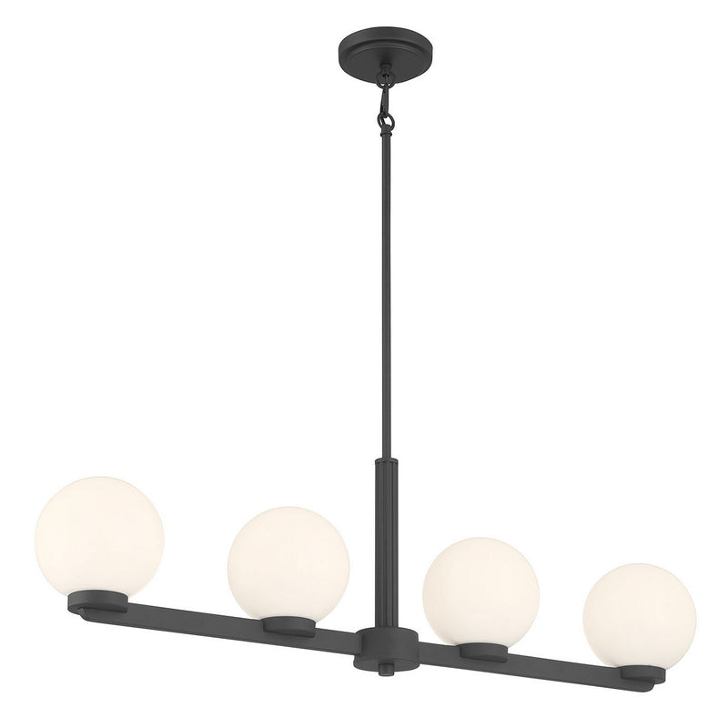 Millennium 97104-MB Four Light Linear Chandelier, Matte Black
