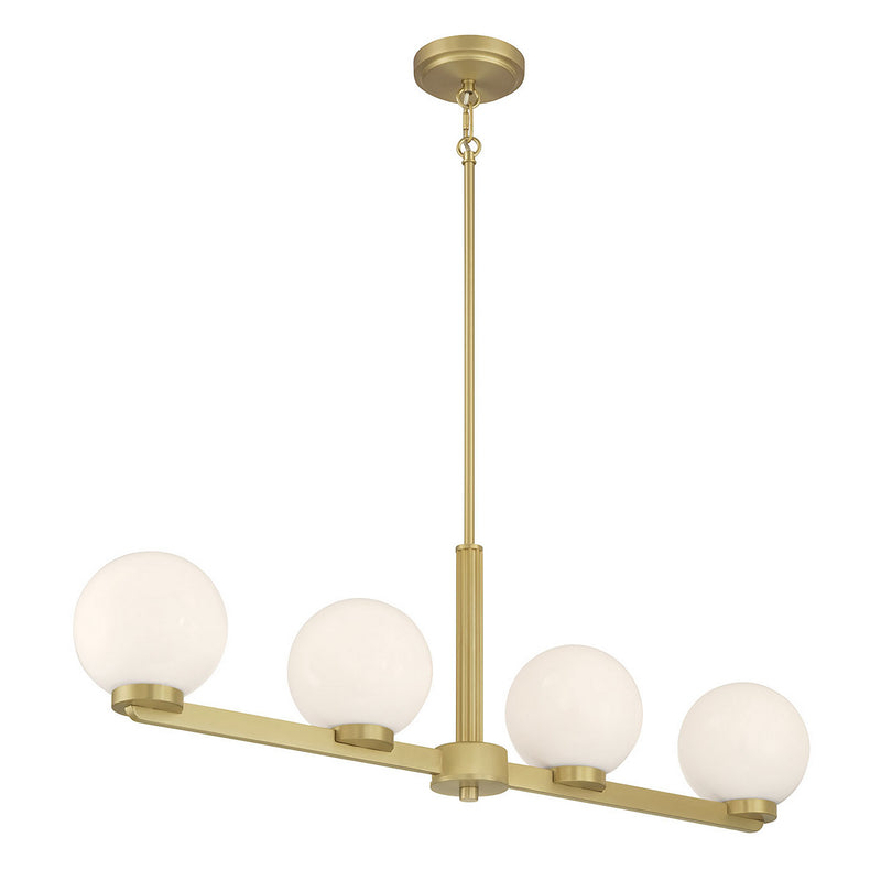 Millennium 97104-VB Four Light Linear Chandelier, Vintage Brass
