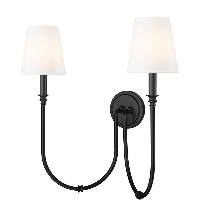 Z-Lite 4505-2S-MB Two Light Wall Sconce, Matte Black