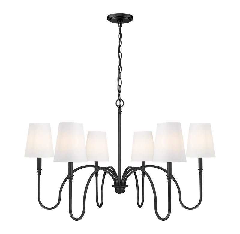 Z-Lite 4505-6MB Six Light Chandelier, Matte Black