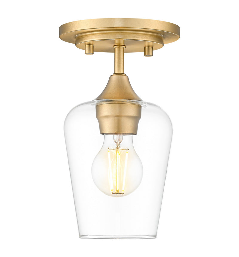 Z-Lite 473F1-BBR One Light Flush Mount, Burnished Brass
