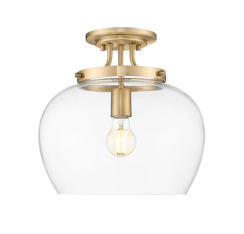 Z-Lite 473SF13-BBR One Light Semi Flush Mount, Burnished Brass