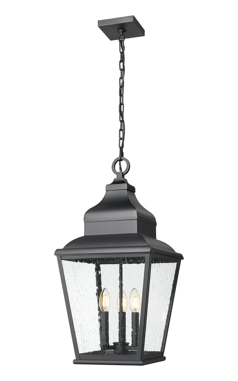 Z-Lite 5029CHB-BK Three Light Outdoor Chain Mount Ceiling Fixture, Sand Black