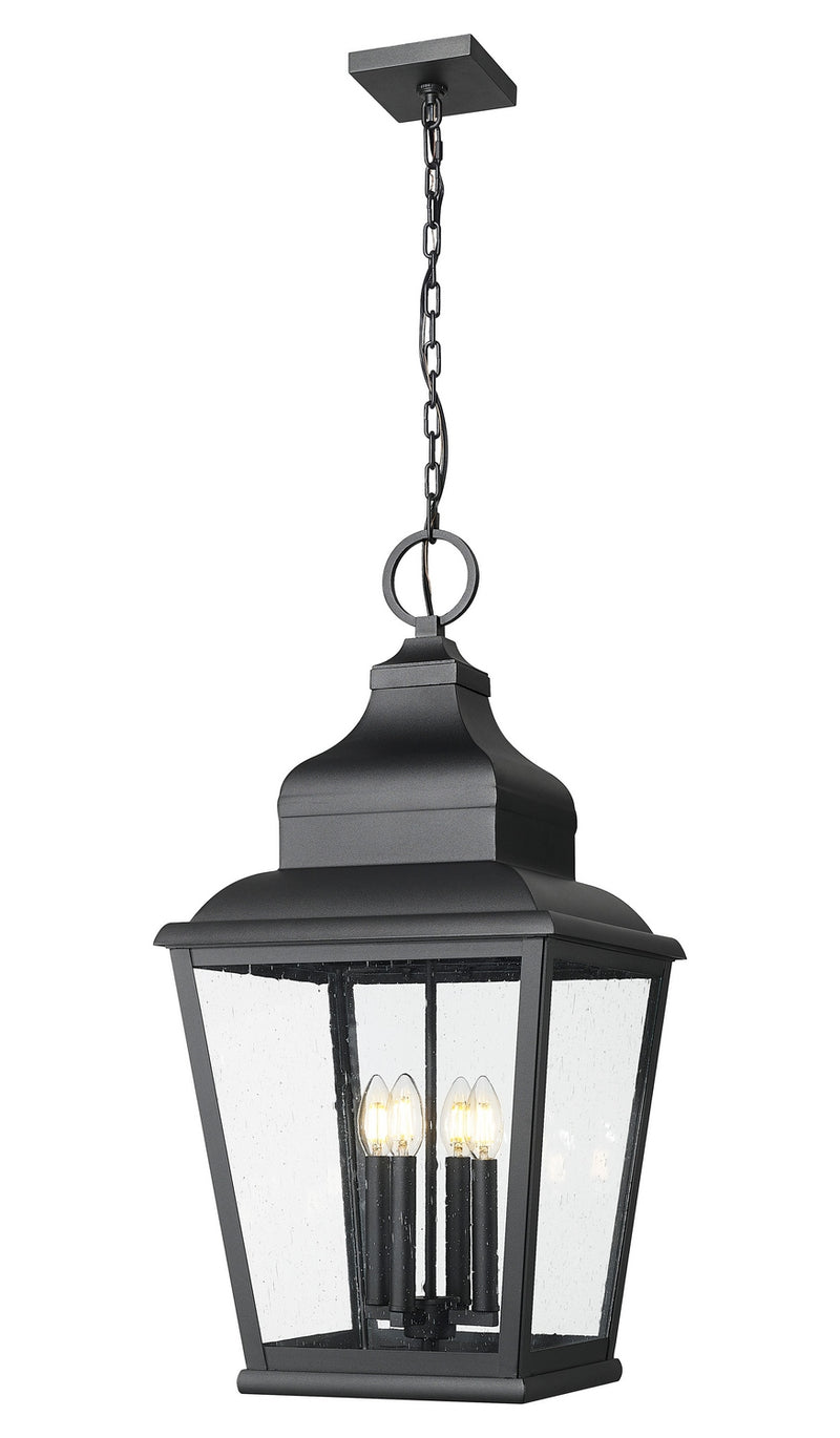 Z-Lite 5029CHXL-BK Four Light Outdoor Chain Mount Ceiling Fixture, Sand Black