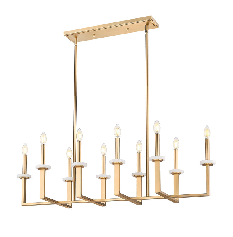 Z-Lite 6100-10L-MGLD Ten Light Linear Chandelier, Mordern Gold
