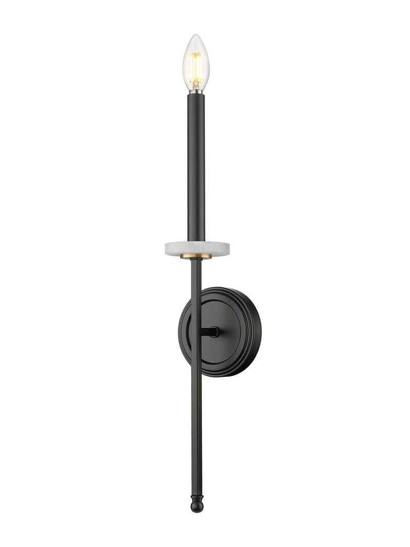 Z-Lite 6100-1S-MB One Light Wall Sconce, Matte Black+Mordern Gold