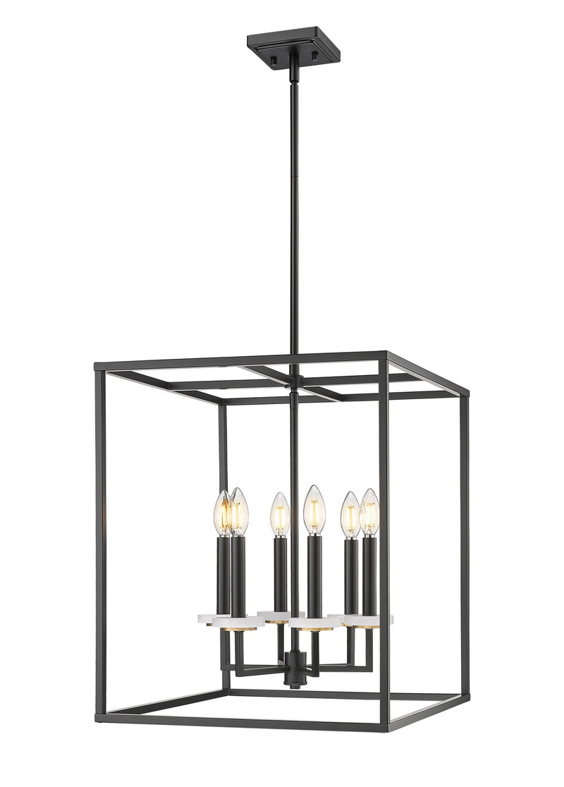 Z-Lite 6100-21MB Six Light Chandelier, Matte Black+Mordern Gold