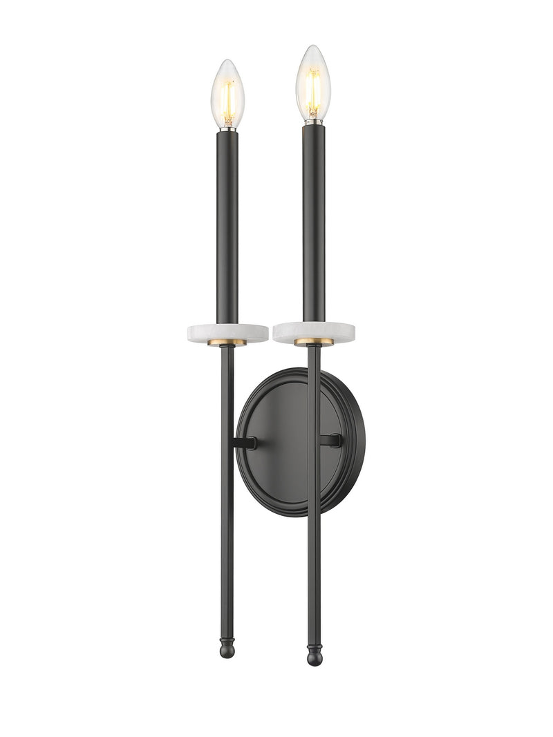 Z-Lite 6100-2S-MB Two Light Wall Sconce, Matte Black+Mordern Gold