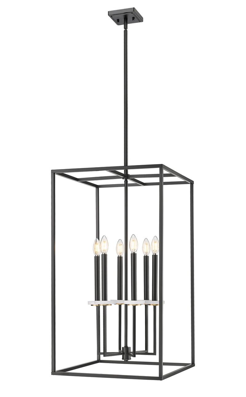 Z-Lite 6100-32MB Six Light Chandelier, Matte Black+Mordern Gold