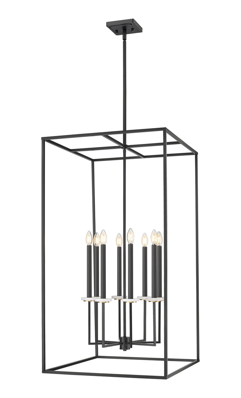 Z-Lite 6100-44MB Eight Light Chandelier, Matte Black+Mordern Gold
