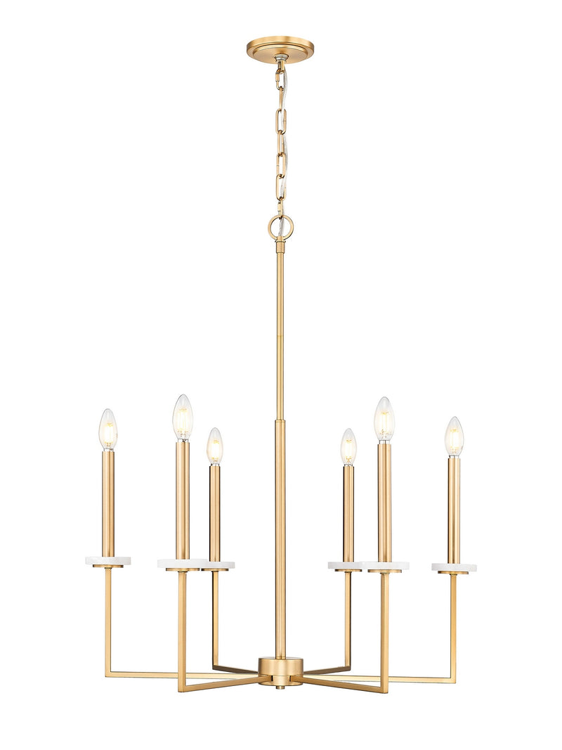 Z-Lite 6100-6MGLD Six Light Chandelier, Mordern Gold