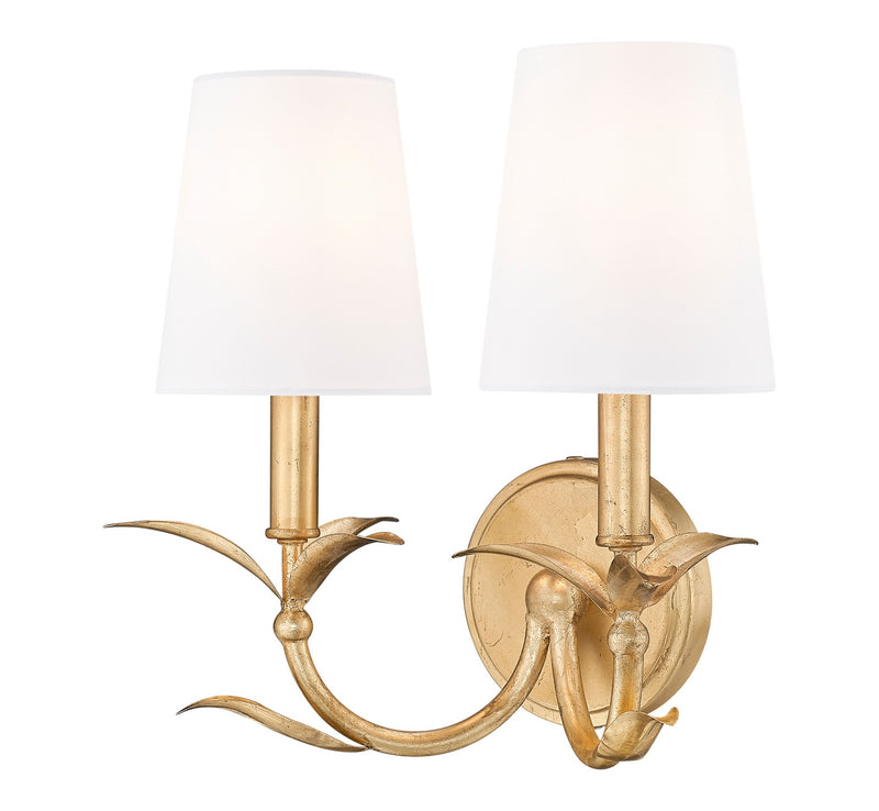 Z-Lite 830-2S-GLF Two Light Wall Sconce, Gold Leaf