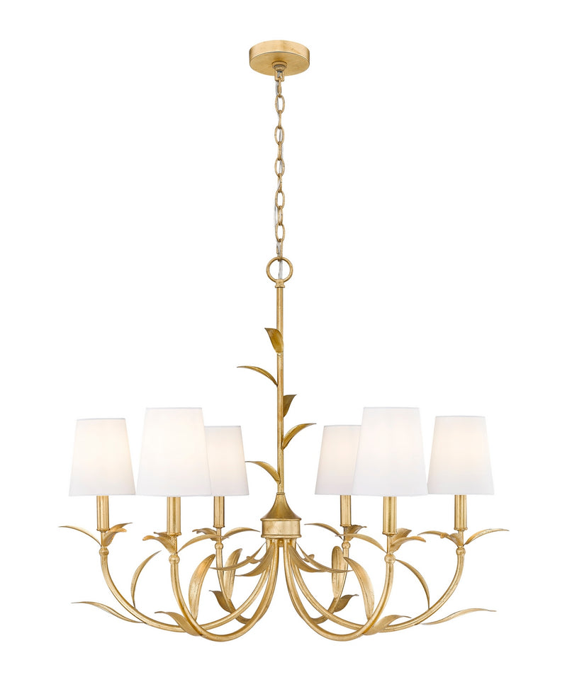 Z-Lite 830-31GLF Six Light Chandelier, Gold Leaf
