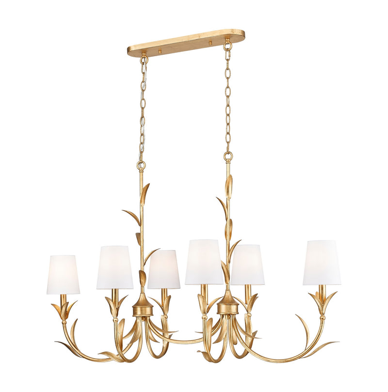 Z-Lite 830-44L-GLF Six Light Linear Chandelier, Gold Leaf