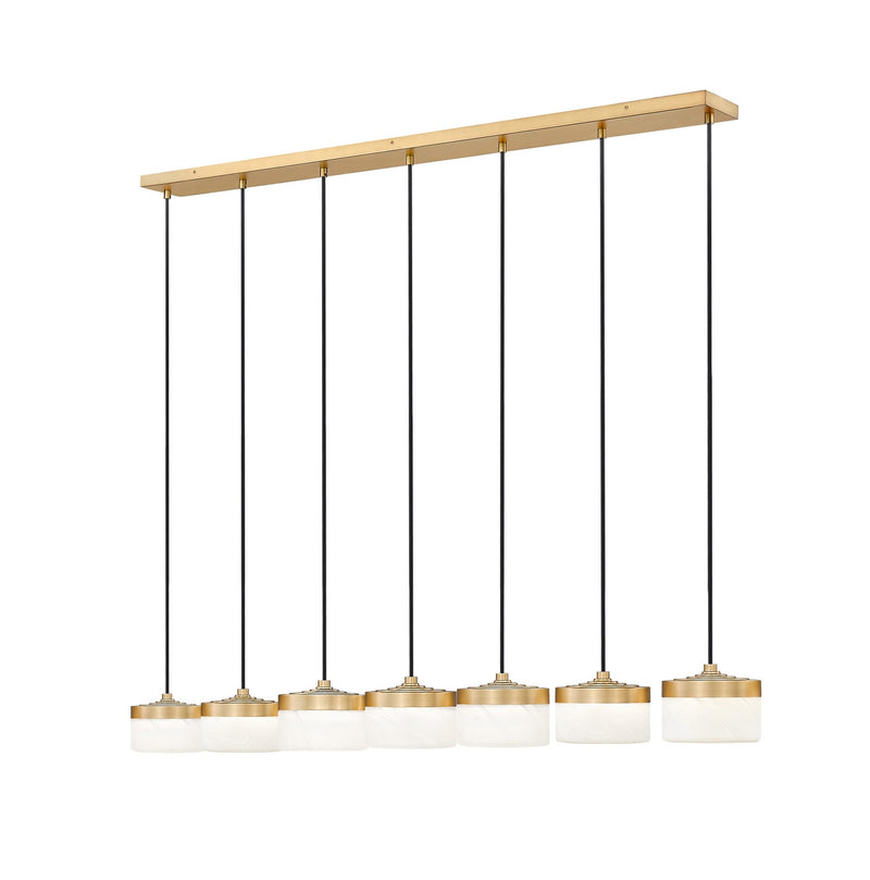 Z-Lite 827P6-7L-MGLD-LED LED Linear Chandelier, Modern Gold