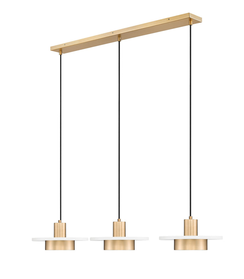 Z-Lite 829P12-3L-MW-MGLD-LE LED Linear Chandelier, Matte White + Modern Gold