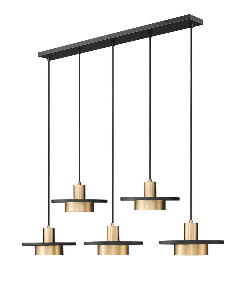Z-Lite 829P12-5L-MB-MGLD-LE LED Linear Chandelier, Matte Black + Modern Gold