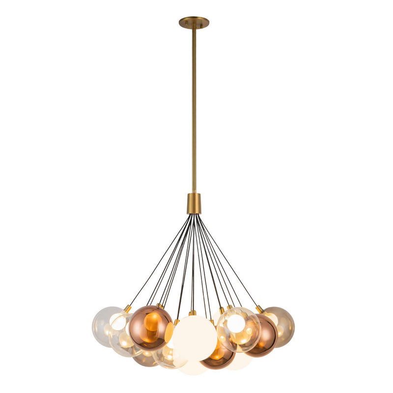 Kuzco Lighting CH3128-BG/MGL LED Chandelier, Brushed Gold/Mixed Glass