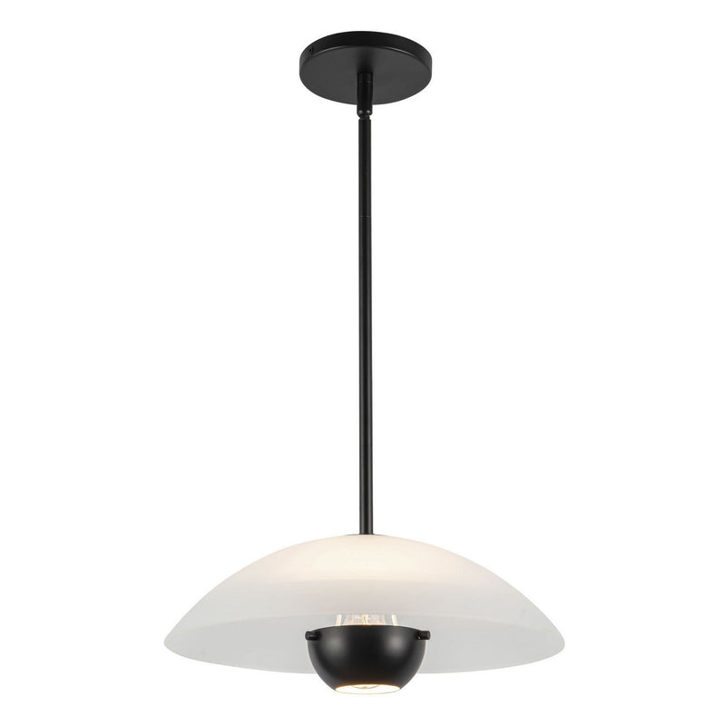 Kuzco Lighting PD11914-OP/BK One Light Pendant, Opal Glass/Black