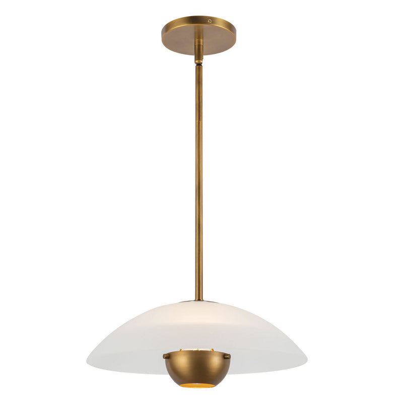 Kuzco Lighting PD11914-OP/VB One Light Pendant, Opal Glass/Vintage Brass