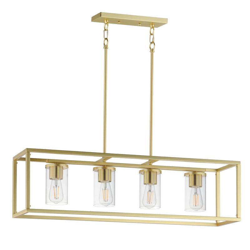 Maxim 10288CLSBR Four Light Linear Pendant, Satin Brass