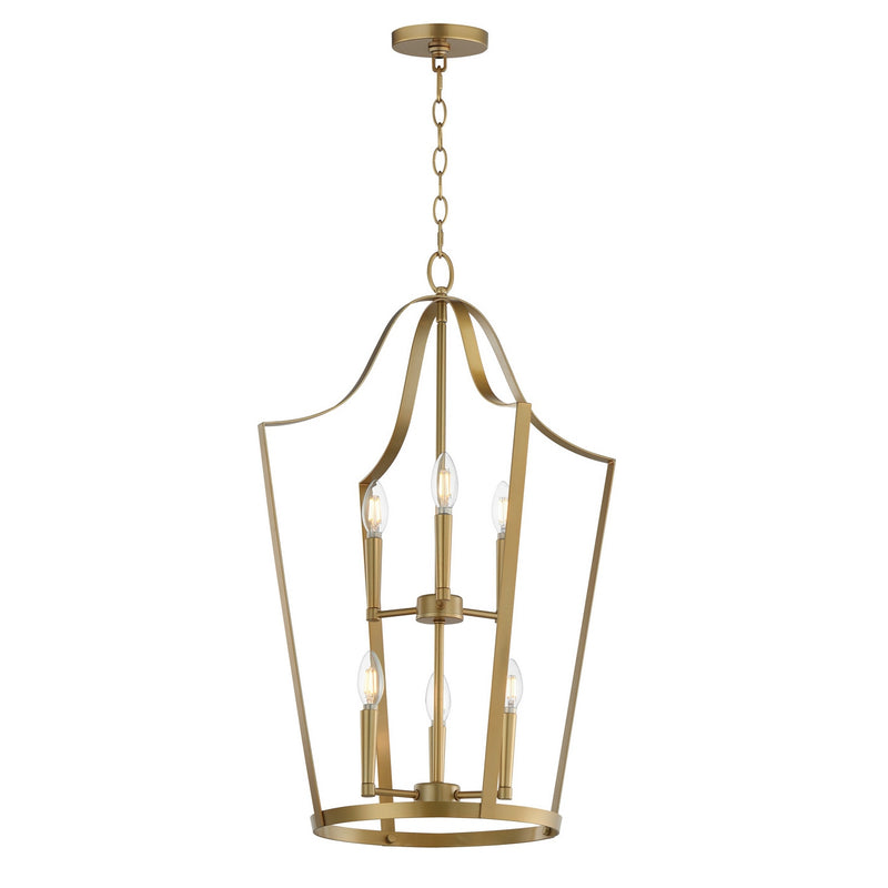 Maxim 10426NAB Six Light Pendant, Natural Aged Brass