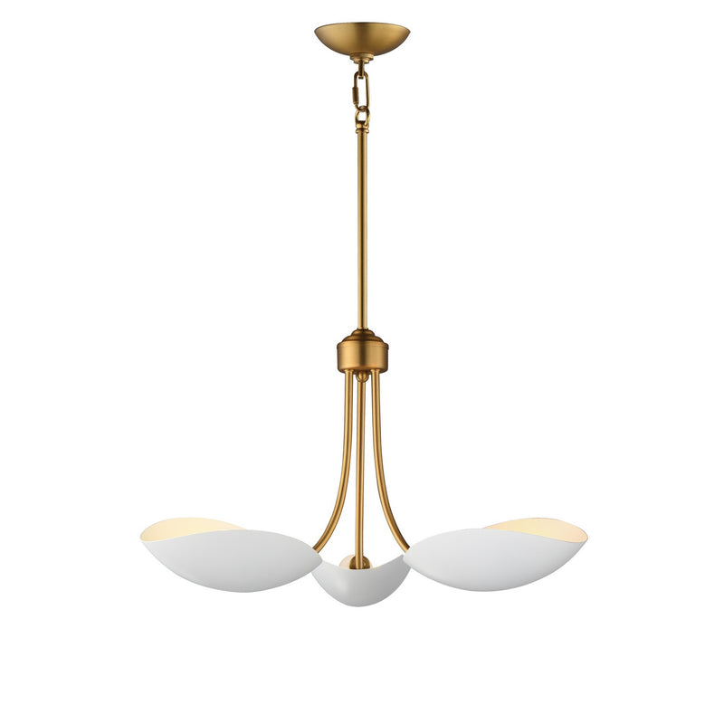 Maxim 10824WTNAB Three Light Pendant, White/Natural Aged Brass