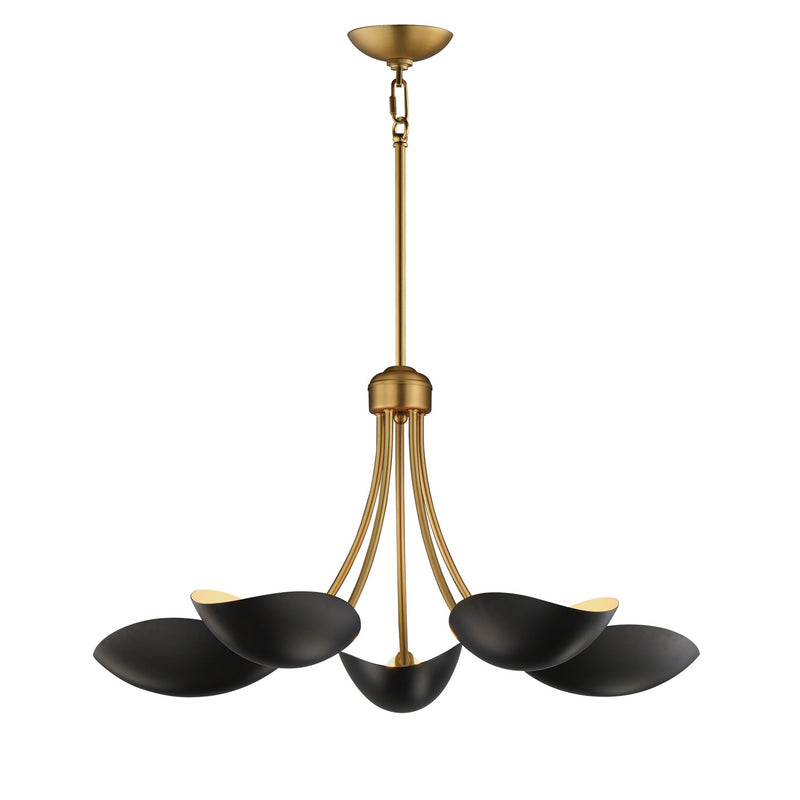 Maxim 10825BKNAB Five Light Chandelier, Black / Natural Aged Brass