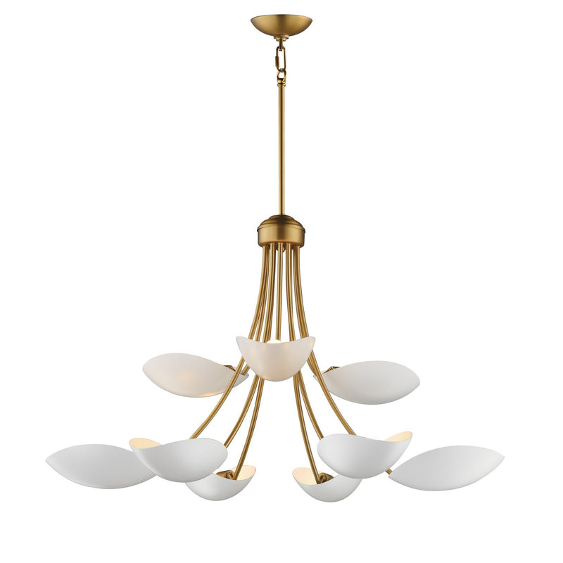 Maxim 10829WTNAB Nine Light Chandelier, White/Natural Aged Brass