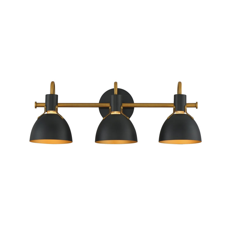 Maxim 12343BKAB Three Light Wall Sconce, Black / Antique Brass