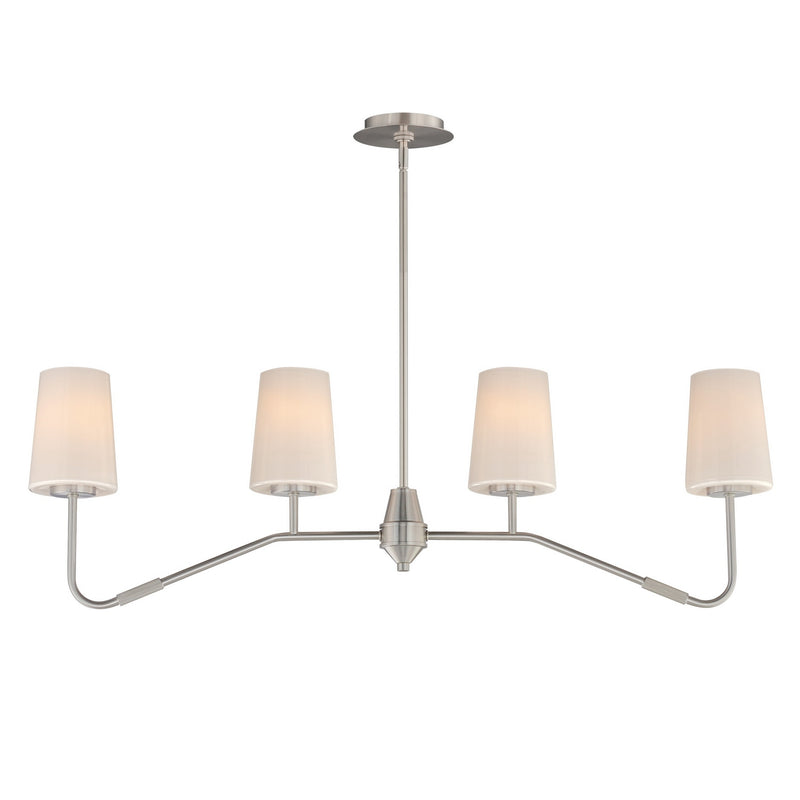 Maxim 12697WTSN Four Light Linear Chandelier, Satin Nickel