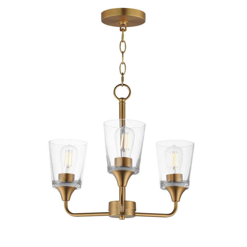 Maxim 12873CLNAB Three Light Chandelier, Natural Aged Brass