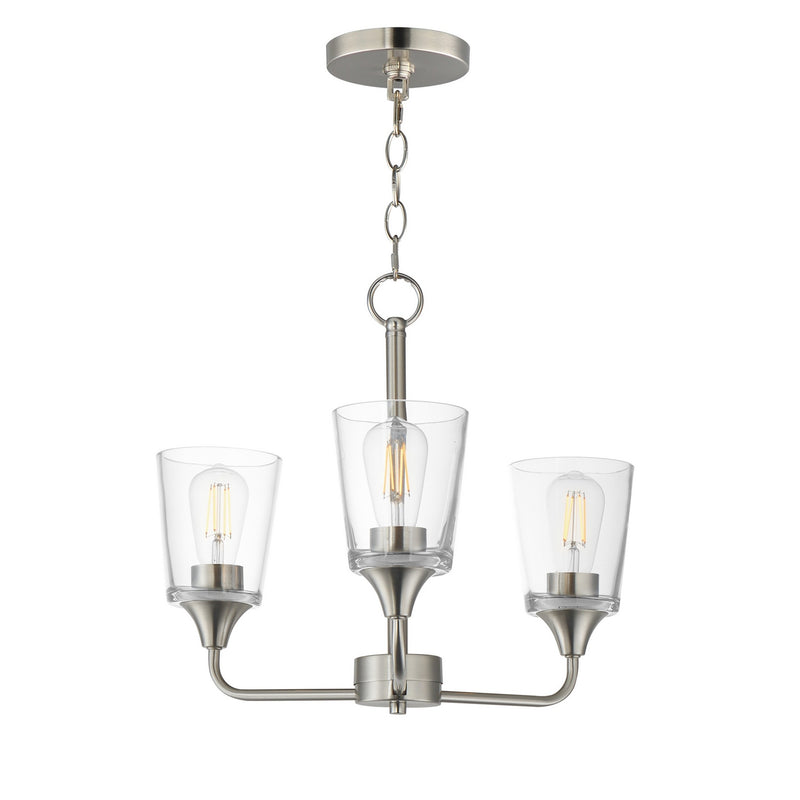 Maxim 12873CLSN Three Light Chandelier, Satin Nickel