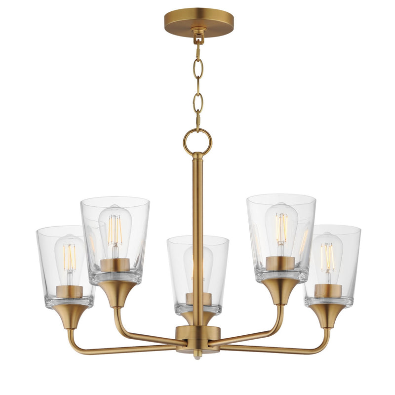Maxim 12875CLNAB Five Light Chandelier, Natural Aged Brass