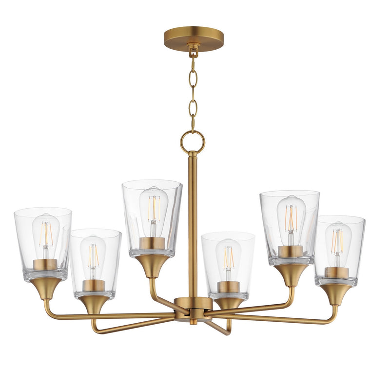 Maxim 12876CLNAB Six Light Chandelier, Natural Aged Brass